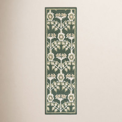 Earthly Treasures 215 Hand Tufted Wool/Cotton/Viscose Floral Rug in Green/Ivory