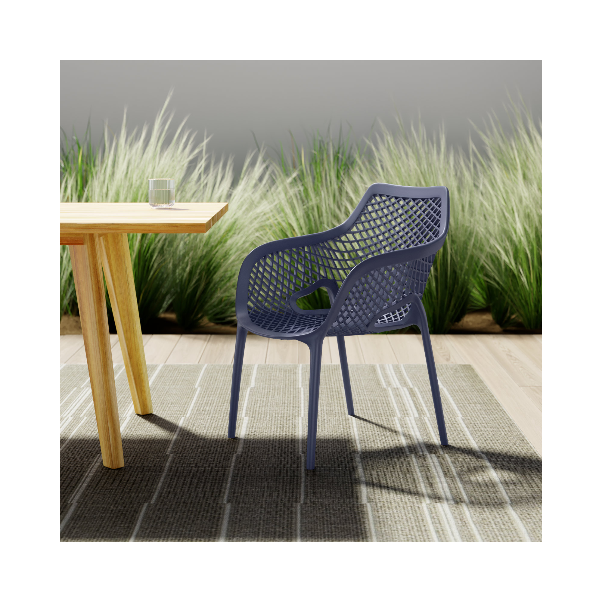 Farrah Premium All-Weather Outdoor Stacking Dining Armchair, Dark Gray