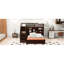 Lit superposé simple au-dessus d'un lit double avec escalier de rangement et étagère à 3 compartiments pour les besoins de la chambre à coucher