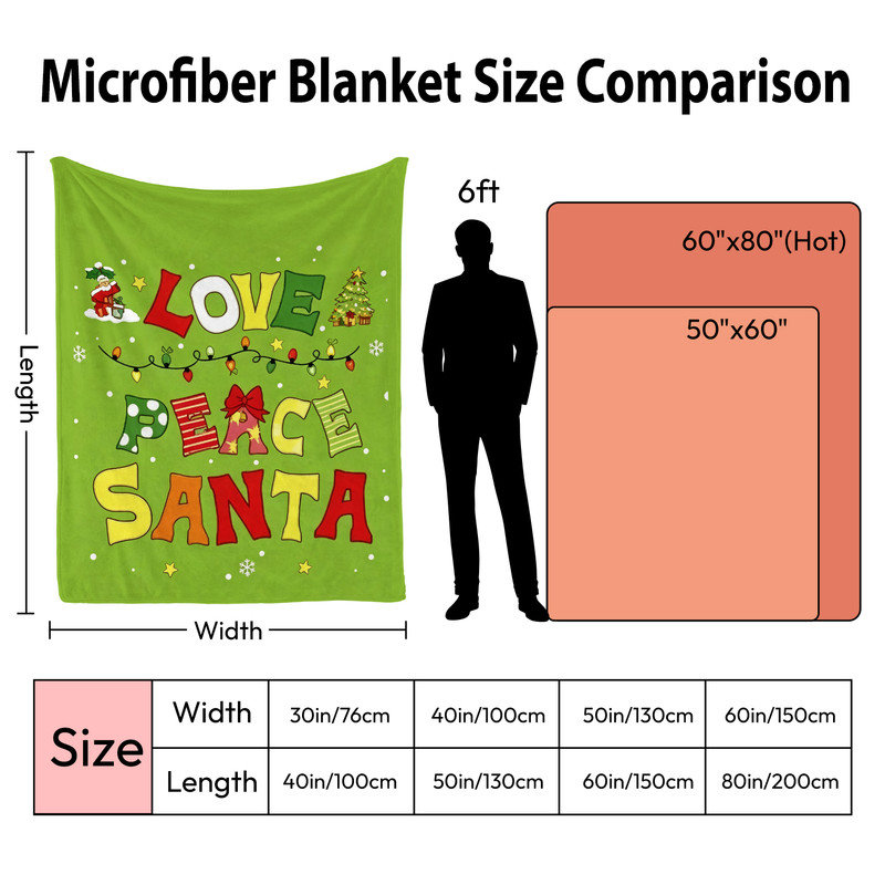 Throw Blanket, «Love Peace Santa»