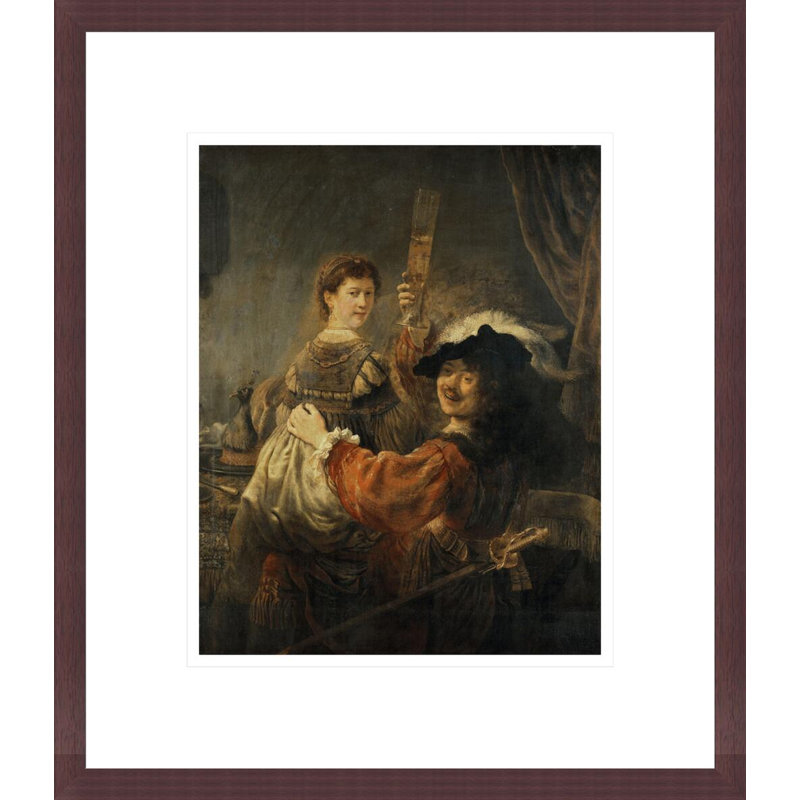 Rembrandt et saskia dans la parabole du fils prodigue par Rembrandt van Rijn - Estampe numérique encadrée