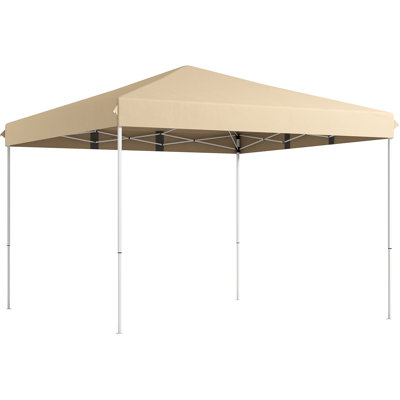 13' X Pop Up Canopy Tent For Outdoor, Garden, Patio, Parties. Adjustable Height, Wheeled Carry Case, Beige Sun Shelter Outdoor Gazebo Canopy, Protection With Height. Bag, Event