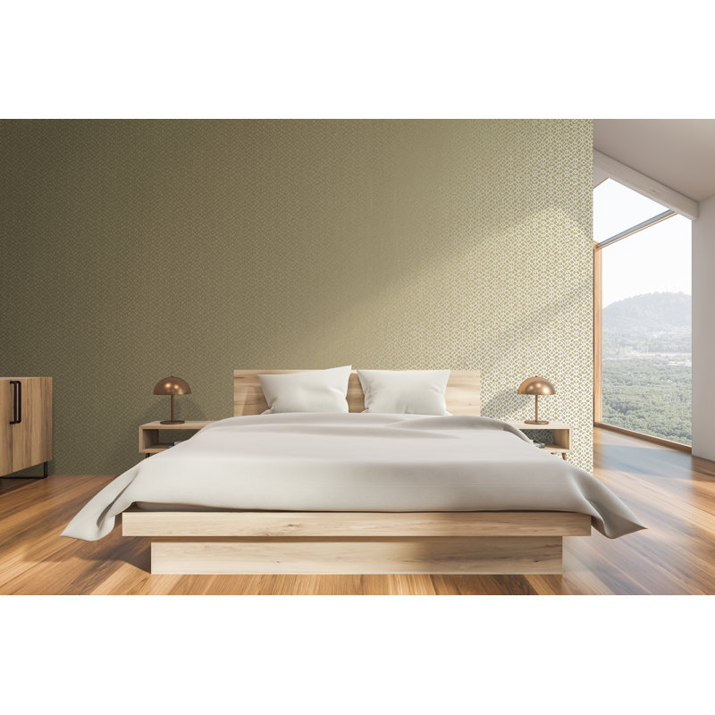 Slow Living Metallic Geometric Motif Wallpaper Roll, Ochre Gold