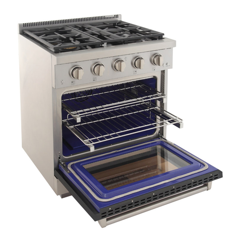 30 in. 4.2 cu. ft. Natural Gas Range and Convection Oven in Light Blue with True Simmer Burners, Liquid Propane, Cement Gray