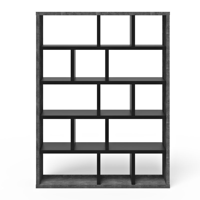 Shanisha 198 cm H x 150 cm W Room Divider Bookcase, Grey/Black