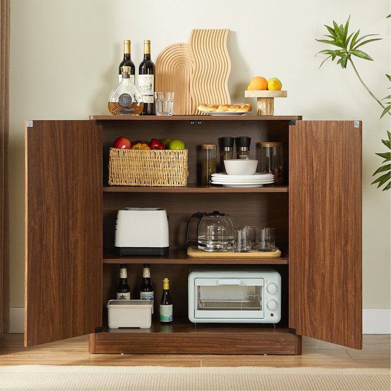 Buffet 34,3 po Modern Wavy, Noyer