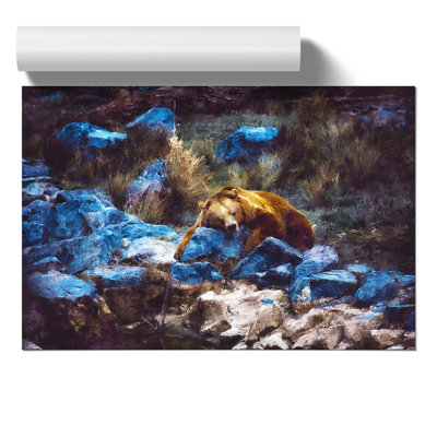 Resting Grizzly Bear Painting - Frameless Print
