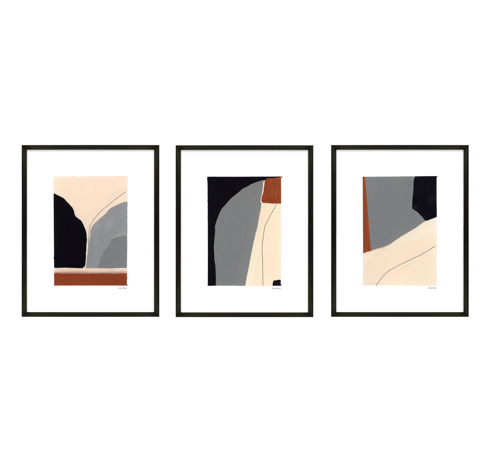 Transcendence. Set Of 3 by Andrea Stokes, Black Wood, 30" H x 24" W x 1.25" D