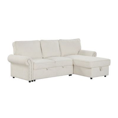 95" Convertible Sectional Sleeper Sofa With Storage Chaise