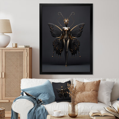 Contemporary Glam Butterfly Woman In Black I - Fashion Woman Wall Art