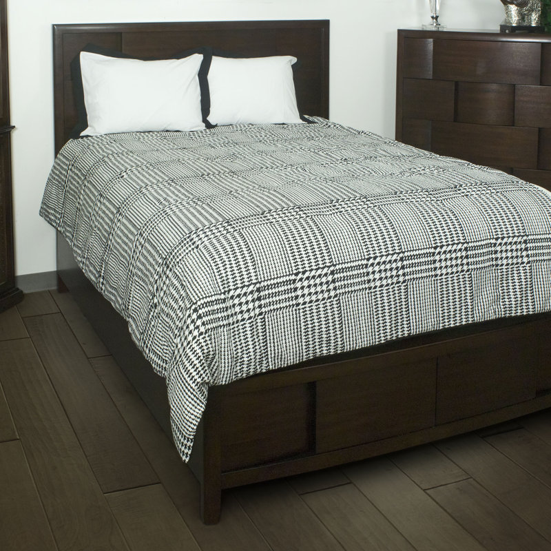 Houndstooth Cotton Plaid Comforter Set, King