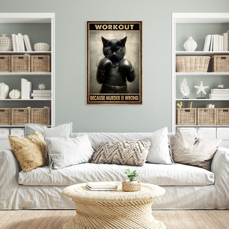 " Black Cat Boxing Workout ", 36" H x 24" W x 1.25" D