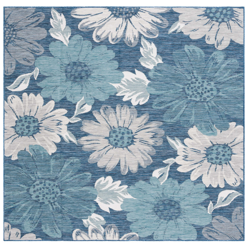 Madiyah Sunrise Performance Floral Indoor/Outdoor Area Rug, Square 6'7"