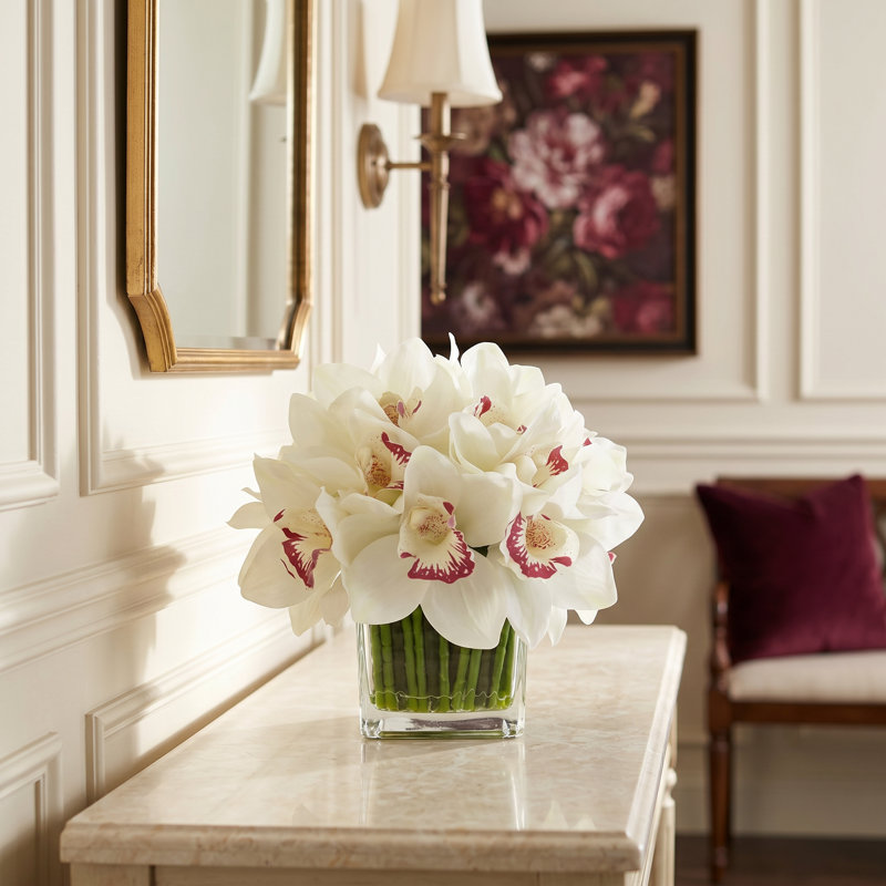 Orchidée Lehn dans un vase en verre, Blanc