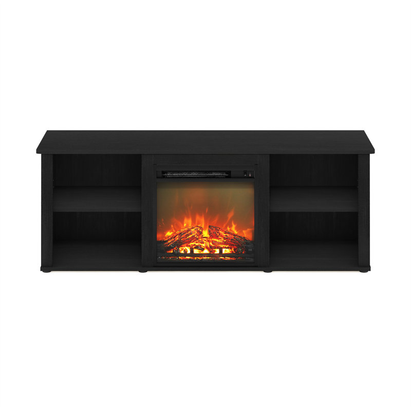 Meuble télé avec foyer électrique Callalily, H 21,4 po x l 58,6 po x P 15,8 po, Chêne noir