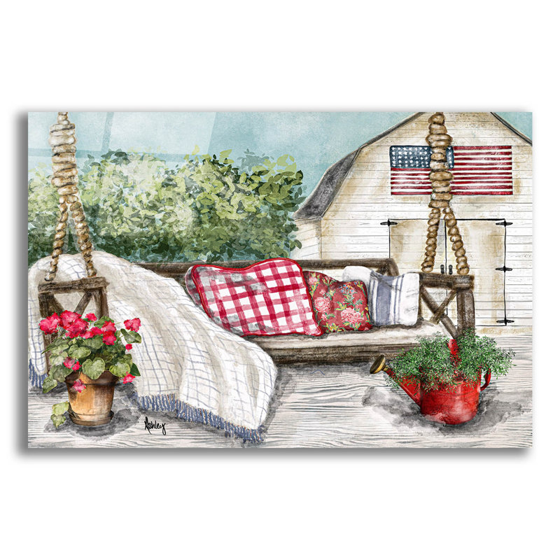 «Summer Porch Swing» par Ashley Bradley, art mural en verre acrylique, H 16 po x l 24 po x P 0,2 po
