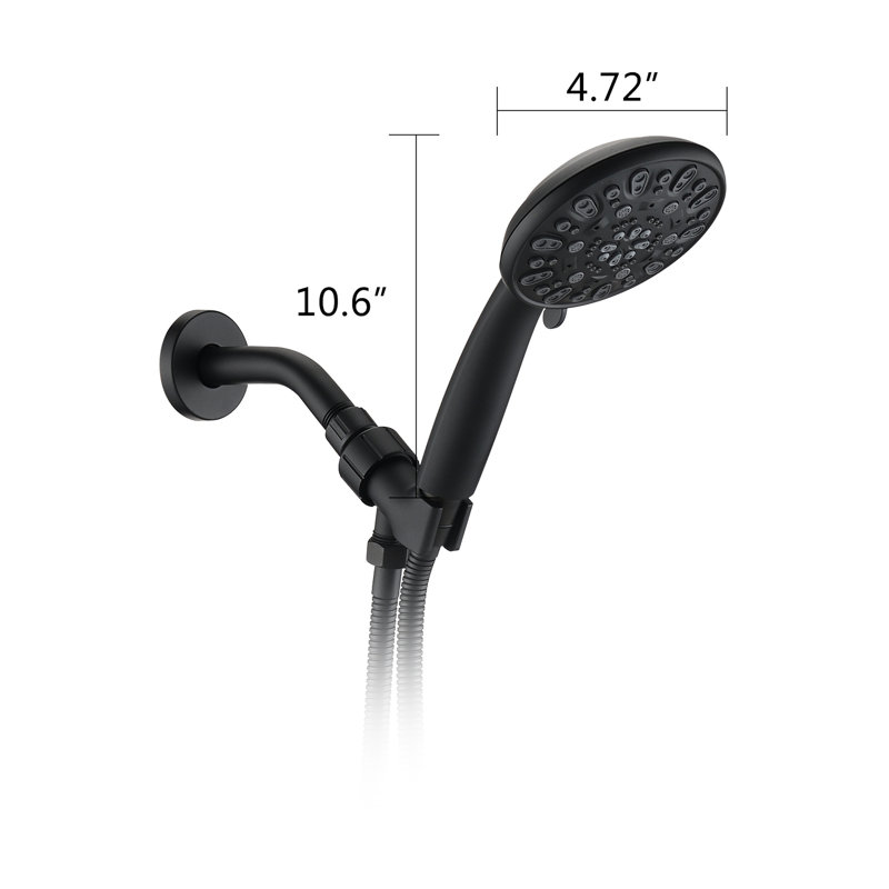 Matte Black Shower Head With 7 Spray Modes, And Lightweight 7-Setting Handheld Shower, Black, Rust- Build