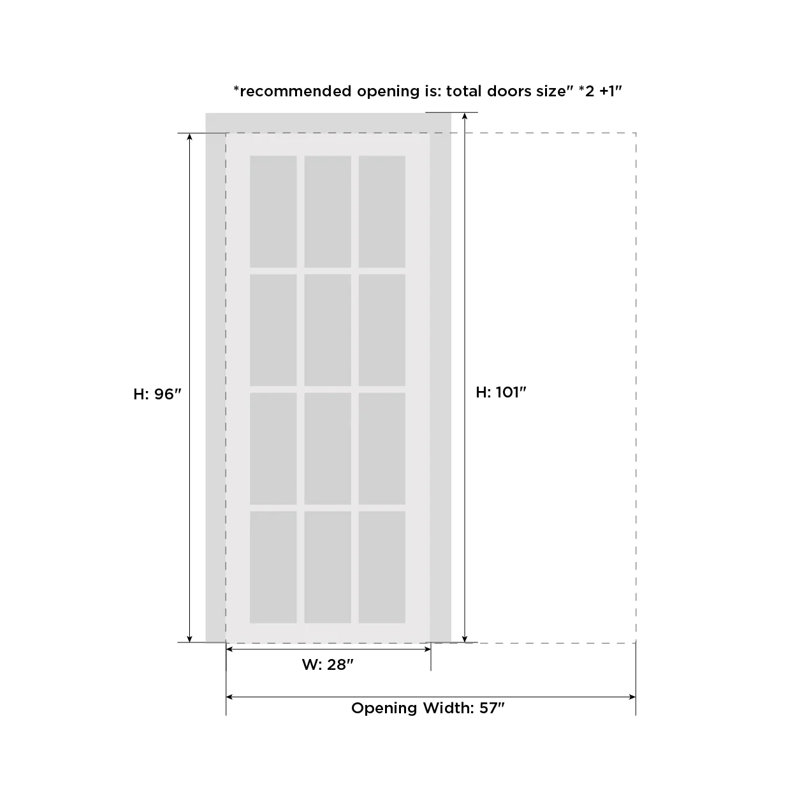 White MDF Sliding Pocket Door with Frosted Glass Panels