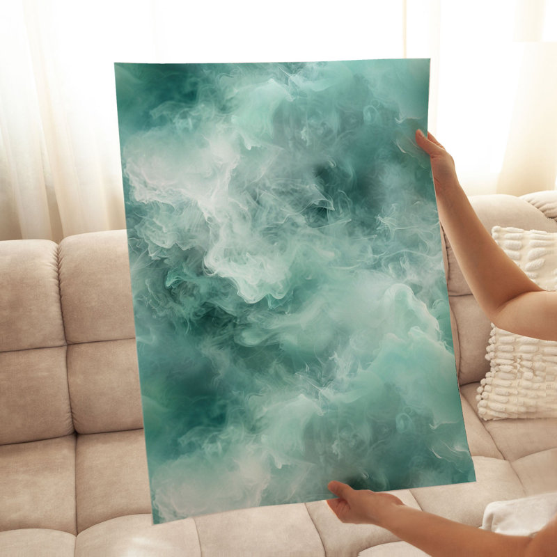 «Abstract Green Myst V», reproduction d'art moderne sans cadre, H 14 po x l 11 po