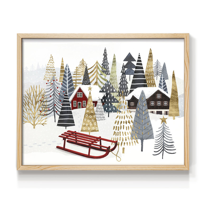 Collection de chalet de Noël A - Reproduction encadrée - Restickable, H 8 po x l 10 po, Naturel