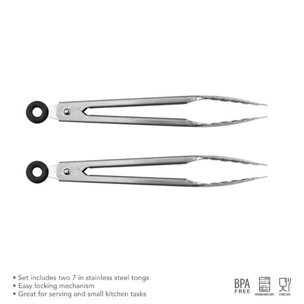 Elements Mini Stainless Steel Tongs - Set of 2