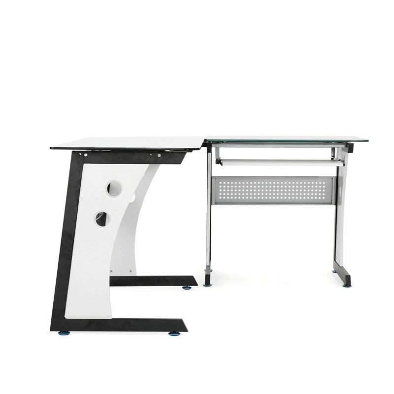 BUREAU EN L EN VERRE