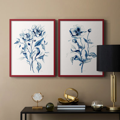 Indigo Wild Roses I-Premium Framed Print -Ready to Hang - No Nails Required - No Nails Required