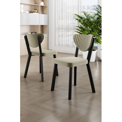 Ensemble de chaises modernes (6 pièces), crème et noir, 17,7 po x 33,9 po x 18,1 po | Structure 100% métal, dossier en contreplaqué, tissu BabyFace, dossier en mousse à 22 compartiments, siège en mousse à 28 garnitures | Conception élégante pour la salle à manger et le salon