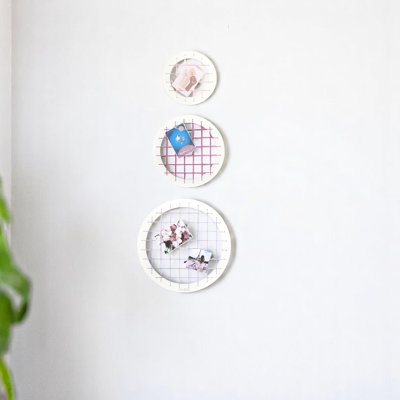 Oval Solid Wood Memory Board Wall Decor In Pink Color, 3 Sizes For Study Circle Framed Of Pieces, Modern Living Room To Hang Photos