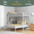 Twin Over Full Metal Bunk Bed With Desk, Ladder And Quality Slats For Bedroom-1208389246