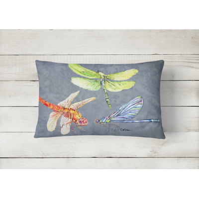 Dragonfly Times Three Indoor/Outdoor Throw Pillow