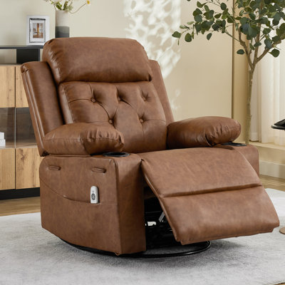 Fauteuil inclinable pivotant surdimensionné, fauteuil à bascule inclinable à 360°, canapé une place en PU marron
