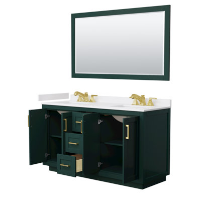 Ensemble de meuble-lavabo double 60 po avec plateau en marbre de culture Miranda