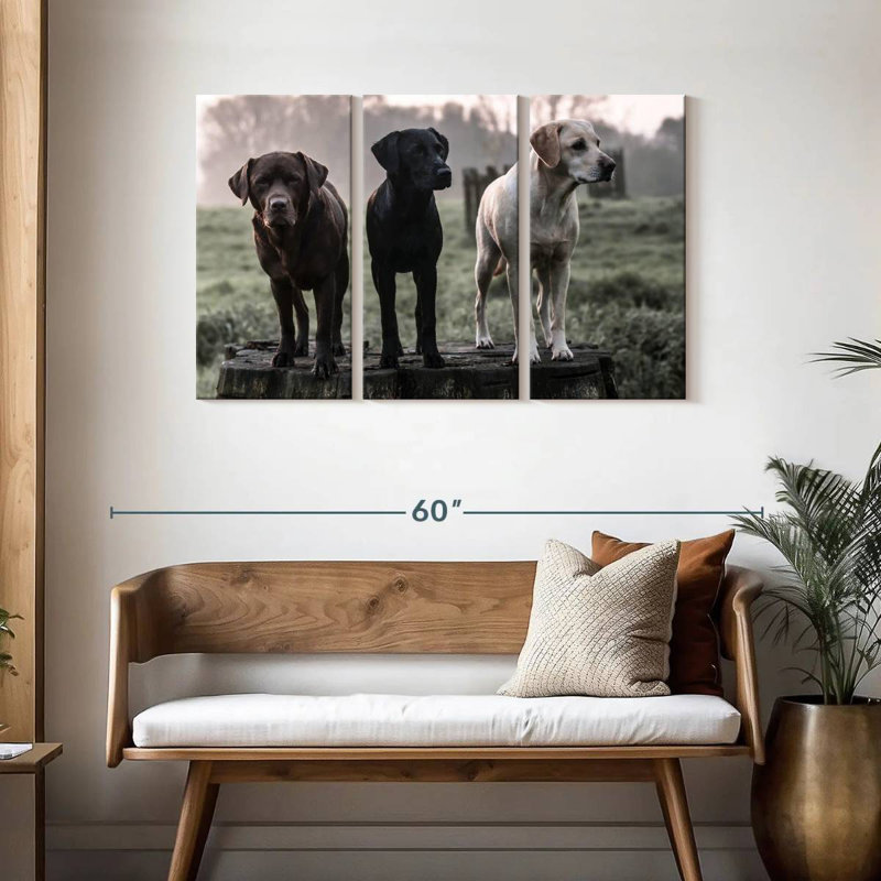 Labrador Dogs, 28" H x 45" W