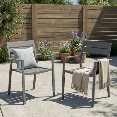2 Piece Stackable Outdoor Patio Dining Chair Set
