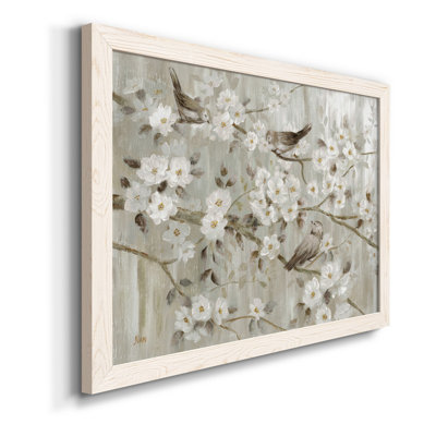 «Neutral Spring Birds», peinture sur toile encadrée