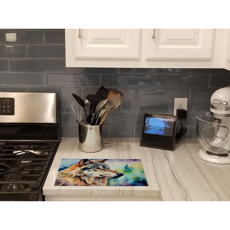 Wolves Wolf  Glass Cutting Board Large