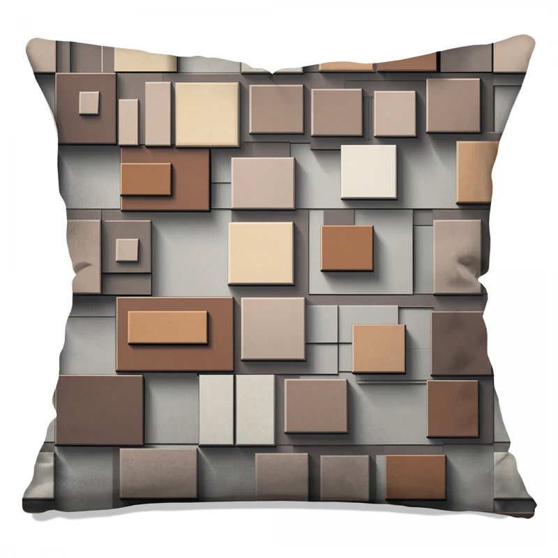 Geometric Block Pattern Double Sided Throw Pillows, 14 x 14 inches