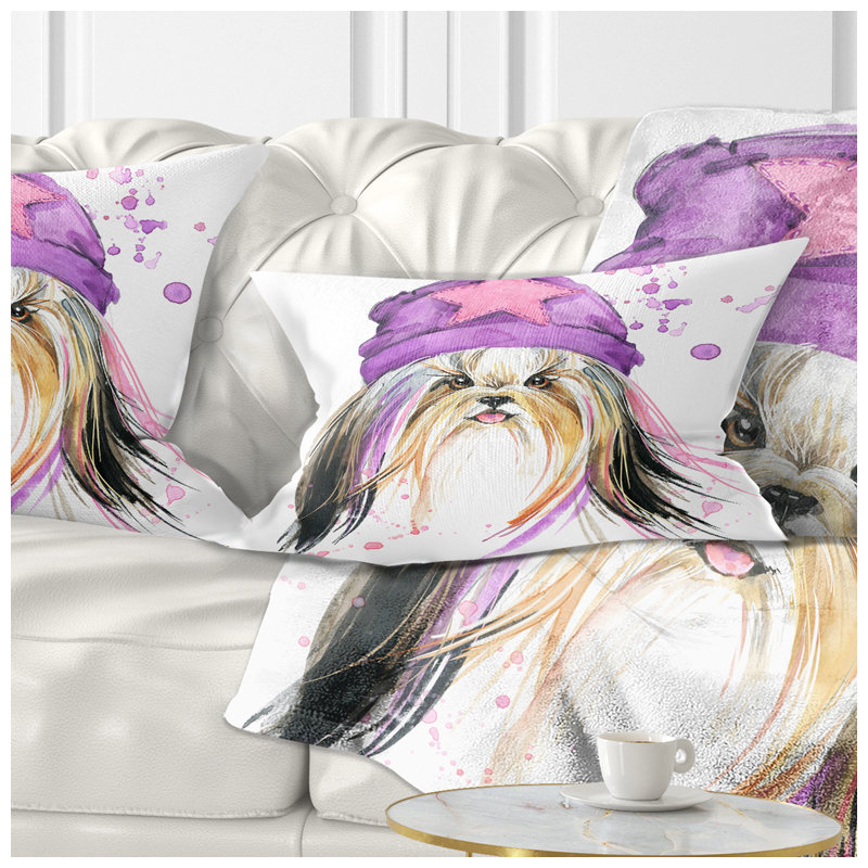 Coussin lombaire pour animal jolie dog avec starred hat
