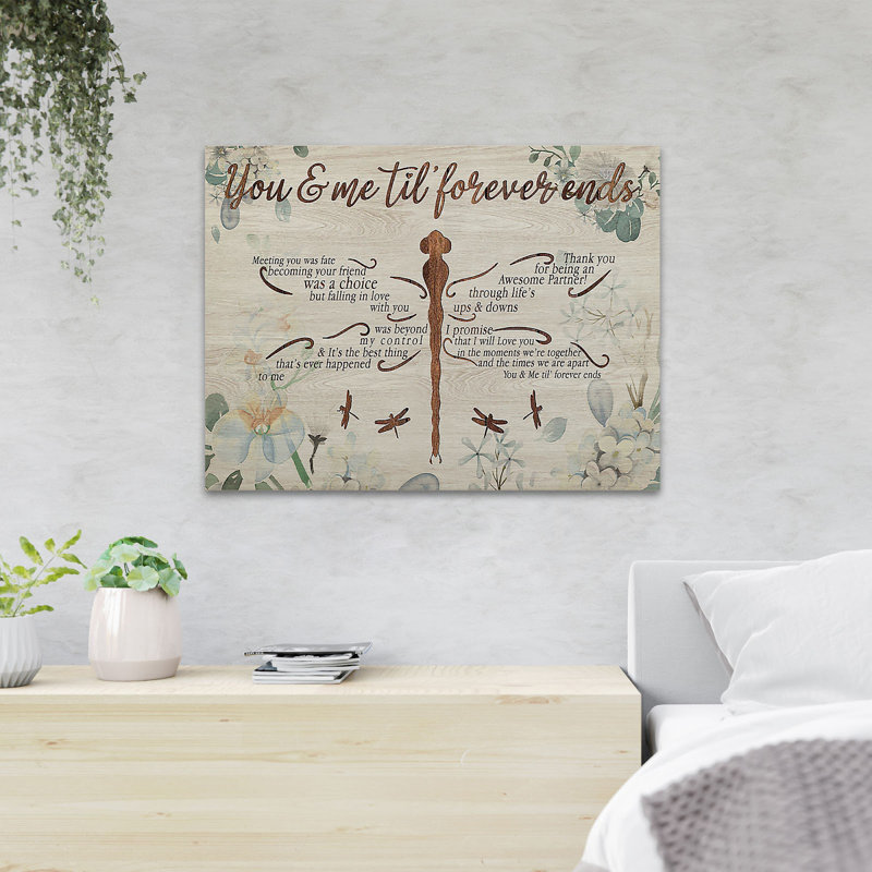 «Dragonflies - You & Me Til Forever Ends», reproduction d'art graphique sur toile tendue, H 11 po x l 14 po x P 2 po