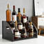 Étagère de rangement à 3 niveaux pour comptoir, présentoir en métal rustique pour bouteilles de vin, boissons alcoolisées, sirops de café et articles de bar essentiels, rangement de cuisine autoportant avec poignées faciles à transporter