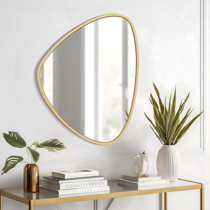 Mateus Irregular Aluminum Framed Tempered Glass Wall Mirror, 24" x 19", Gold