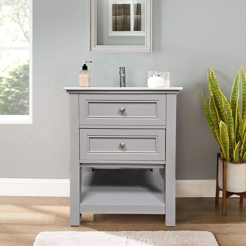 24'' Single Bathroom Vanity with Ceramic Top