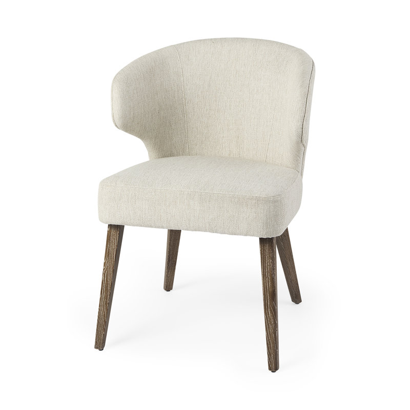 Niles Upholstered Dining Chair, Cream, Medium Brown