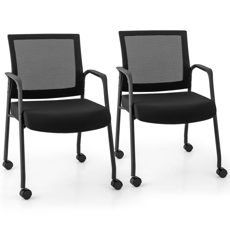 Fauteuil de bureau sur roulettes 2 pièces Latitude Run® avec structure en métal et accoudoirs en filet