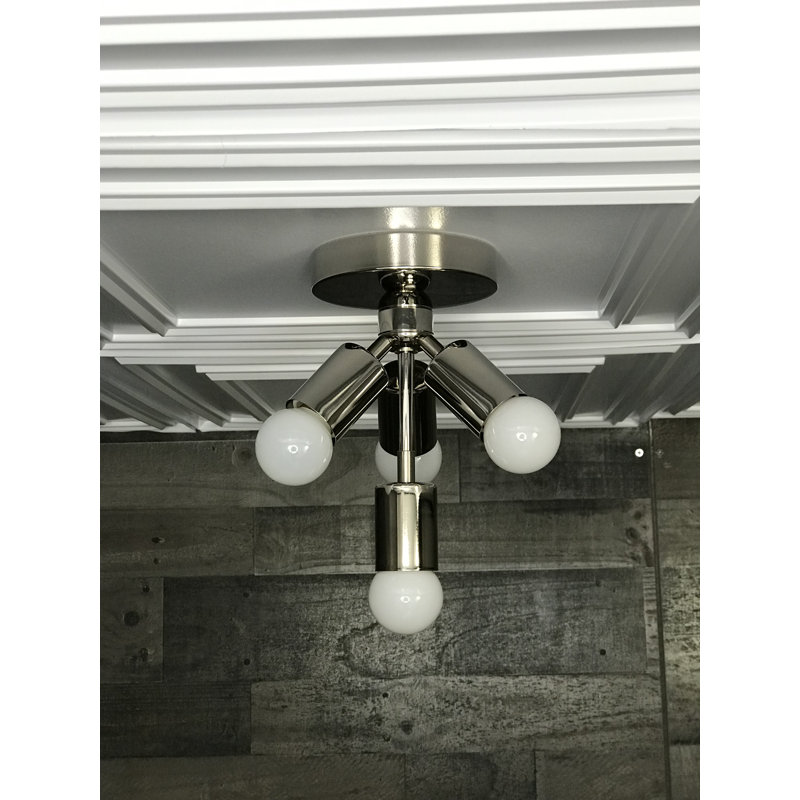 Nyle Semi Flush Mount, Polished Nickel