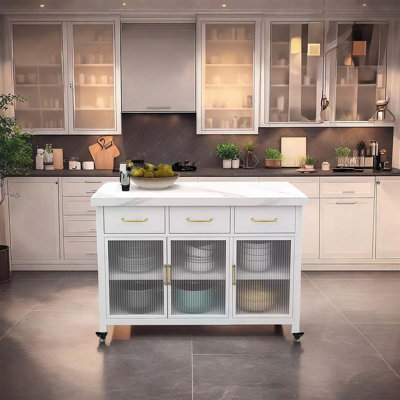 Open kitchen marble movable simple island