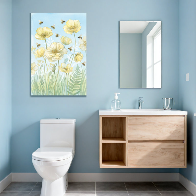 Plantes et fleurs, fleurs jaunes, fougères, toile de fond, ciel, H 30 po x l 20 po