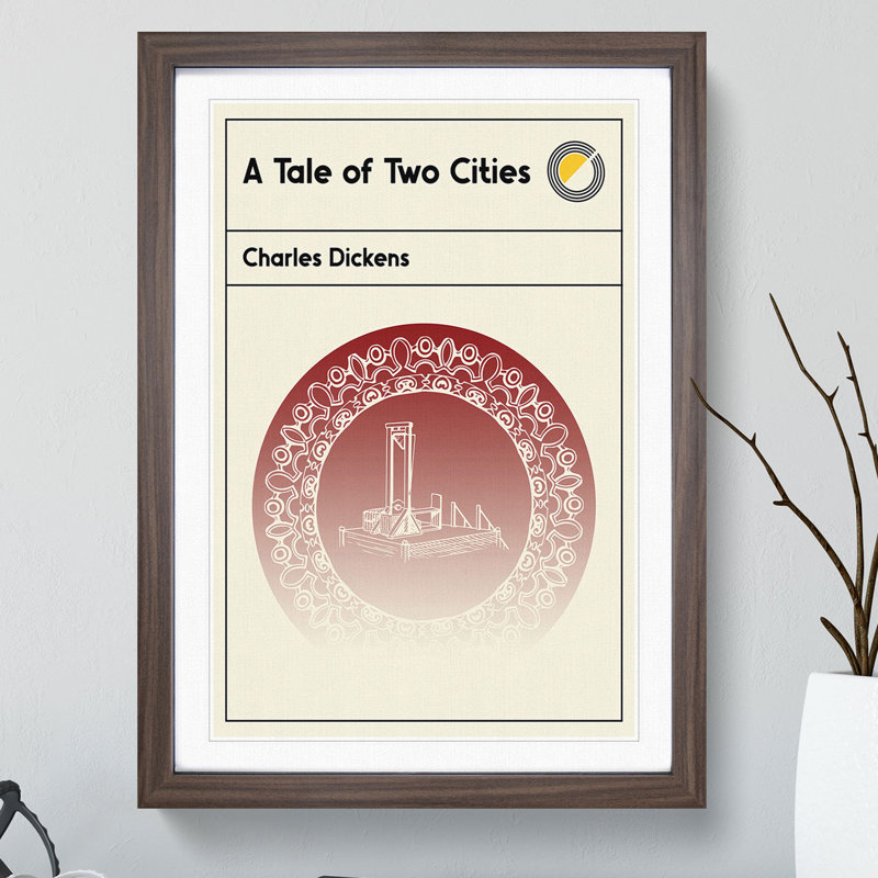 Book Cover a Tale of Two Cities Charles Dickens - Picture Frame Graphic Art, Walnut, 65cm H x 48cm W x 2cm D
