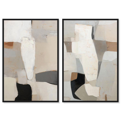 Ancient Wall Set Canvas Print Neutral Boho Art Set by Art Remedy, Black Frame, 36 x 54